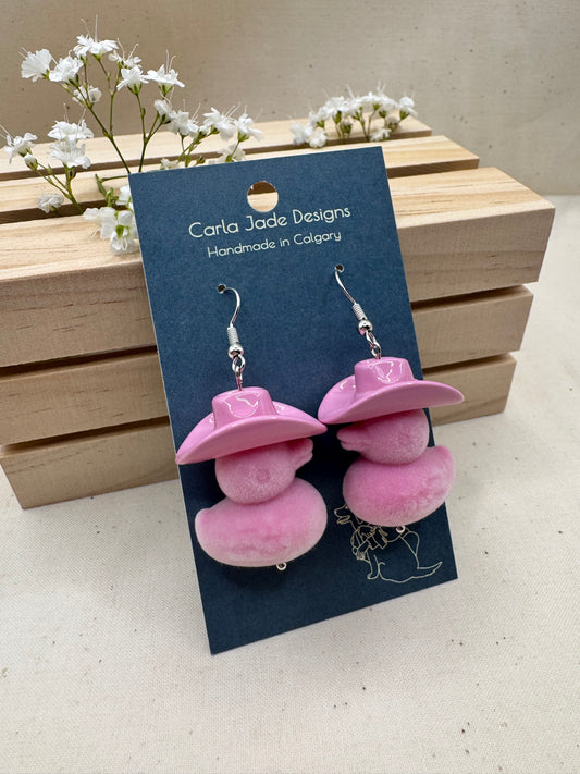 Howdy Duck Earrings - Flocked - D Pink