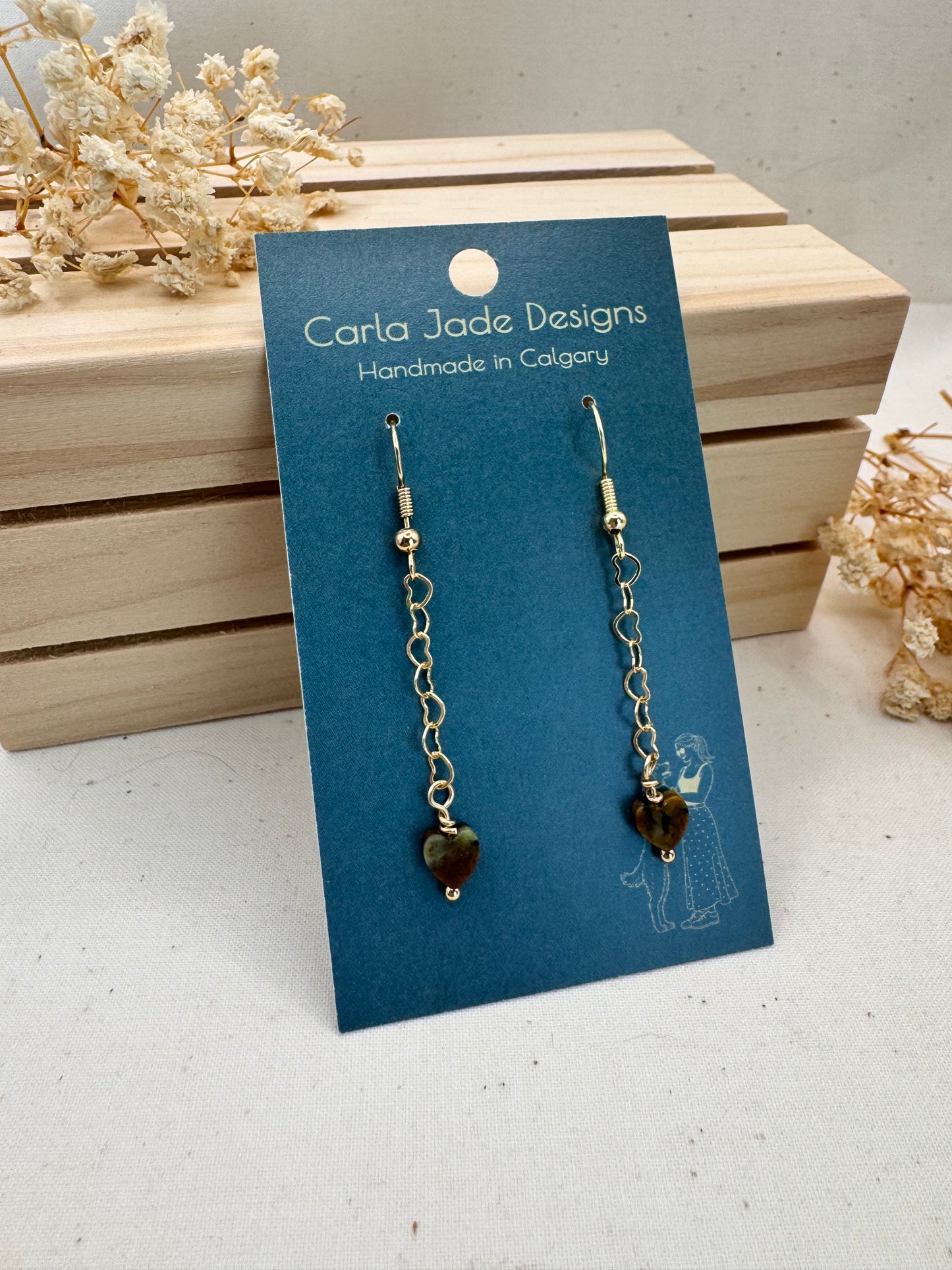 Attached Earrings - Lagoon Heart