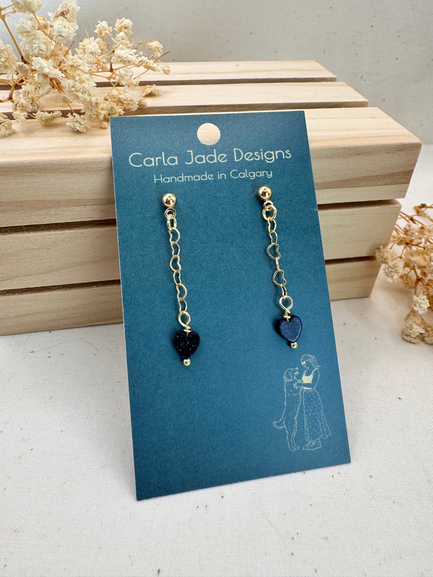 Attached Earrings - Moon Dust Heart