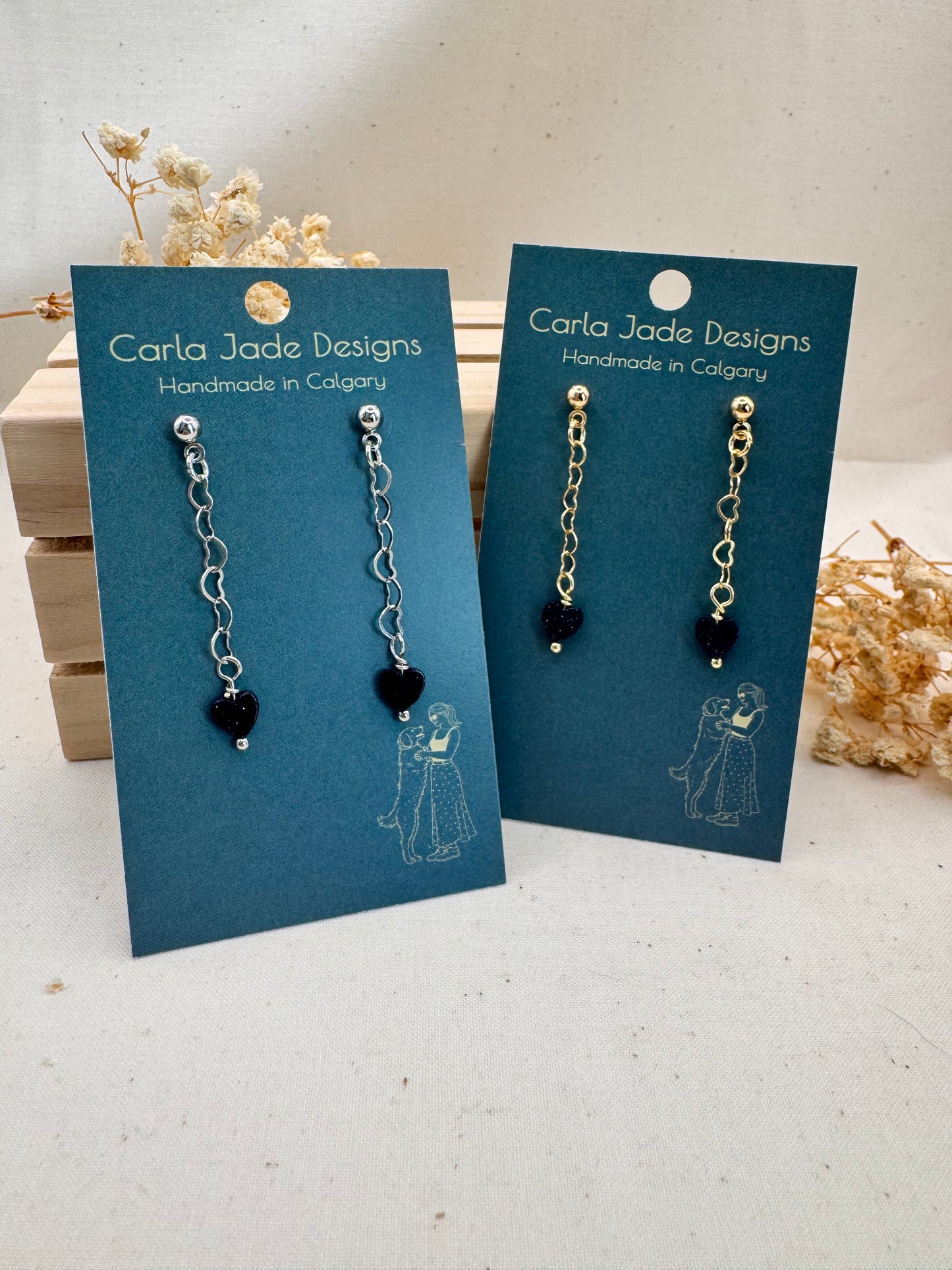 Attached Earrings - Moon Dust Heart