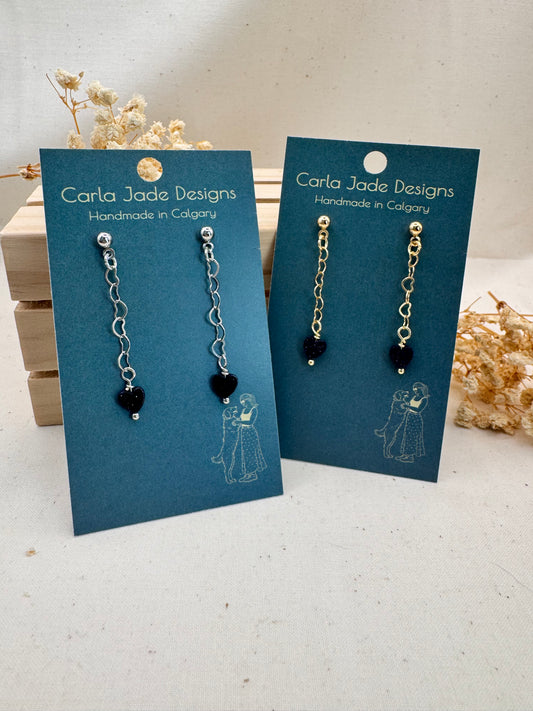 Attached Earrings - Moon Dust Heart