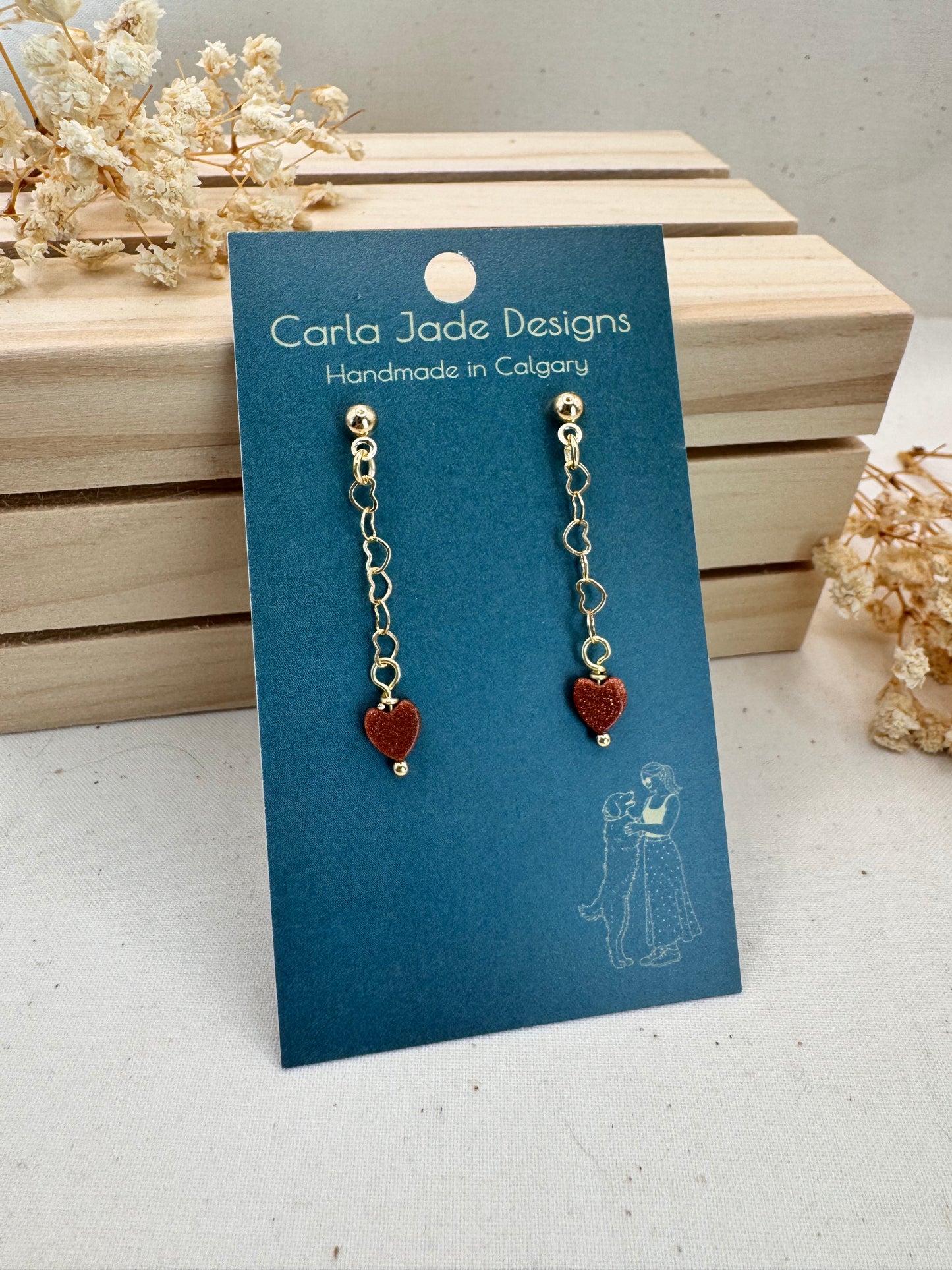 Attached Earrings - Cinnamon Sugar Heart