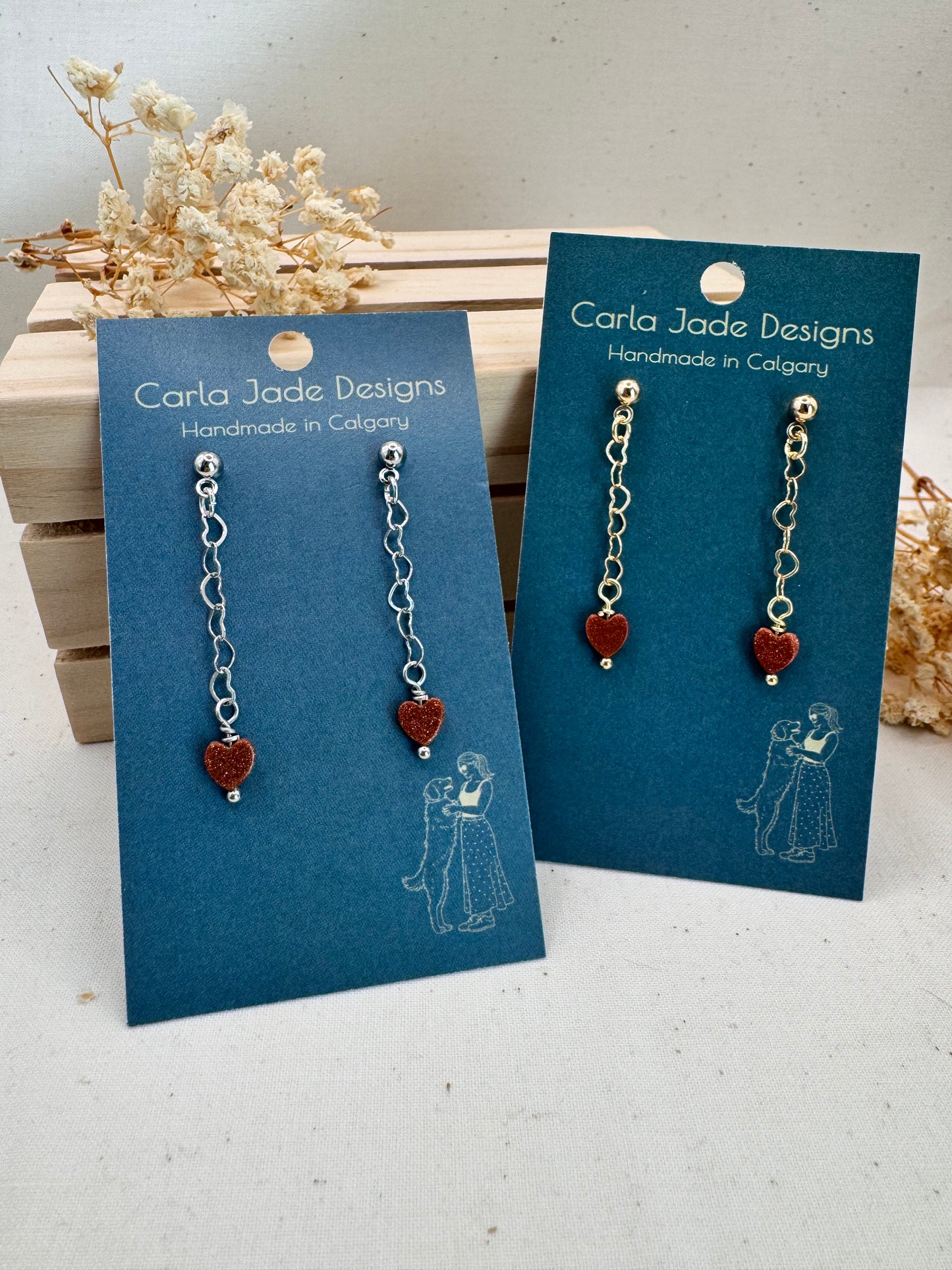 Attached Earrings - Cinnamon Sugar Heart