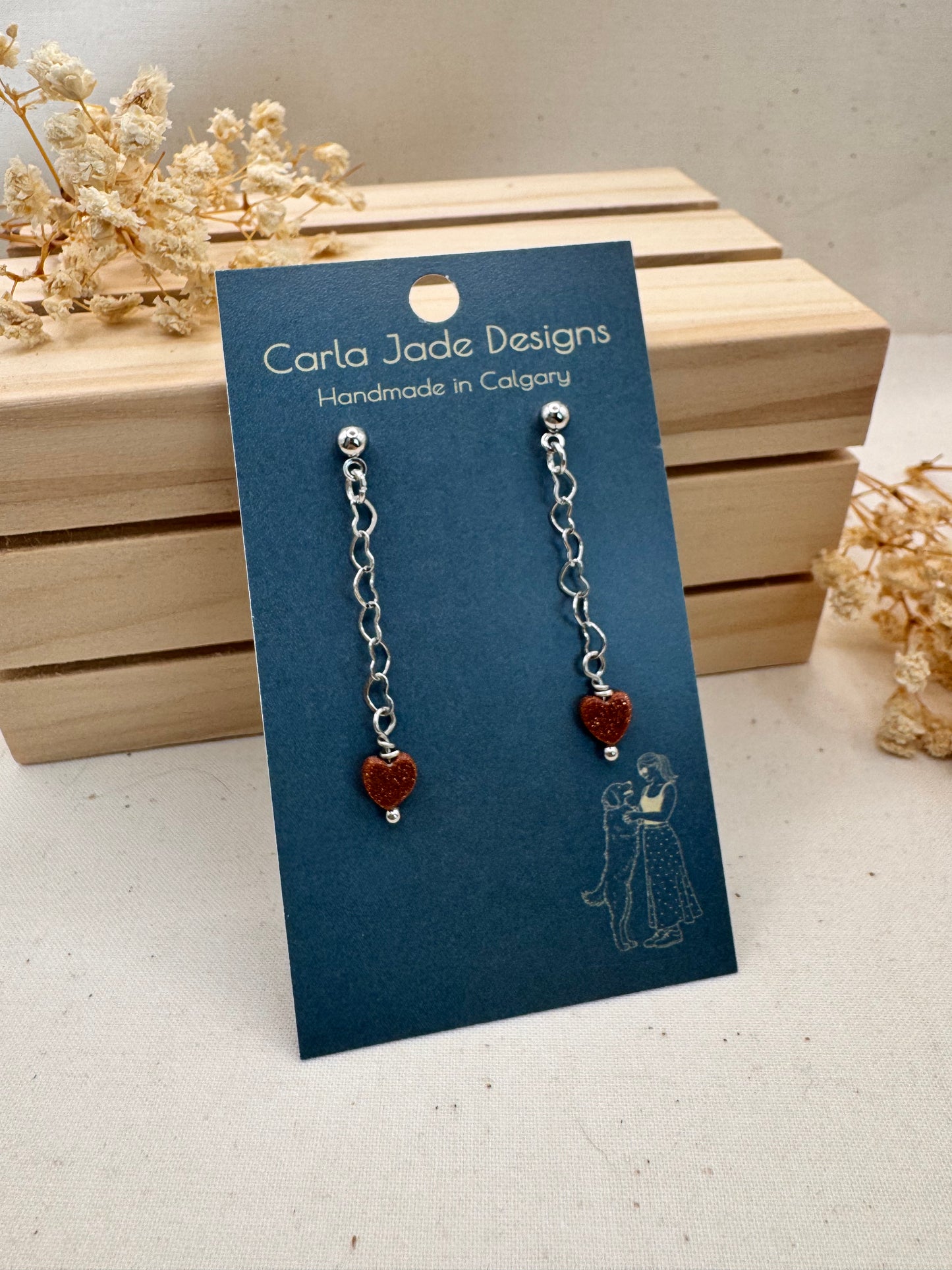 Attached Earrings - Cinnamon Sugar Heart