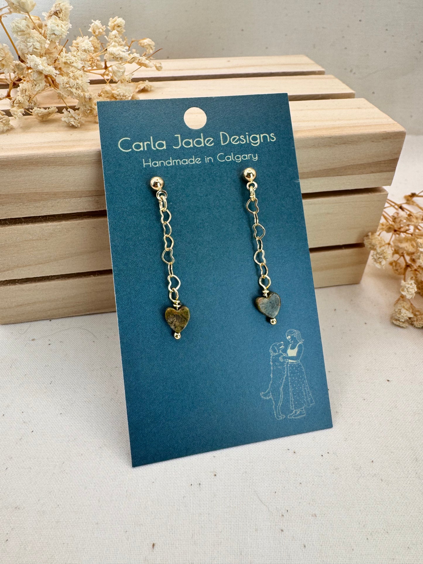 Attached Earrings - Woodland Hearts