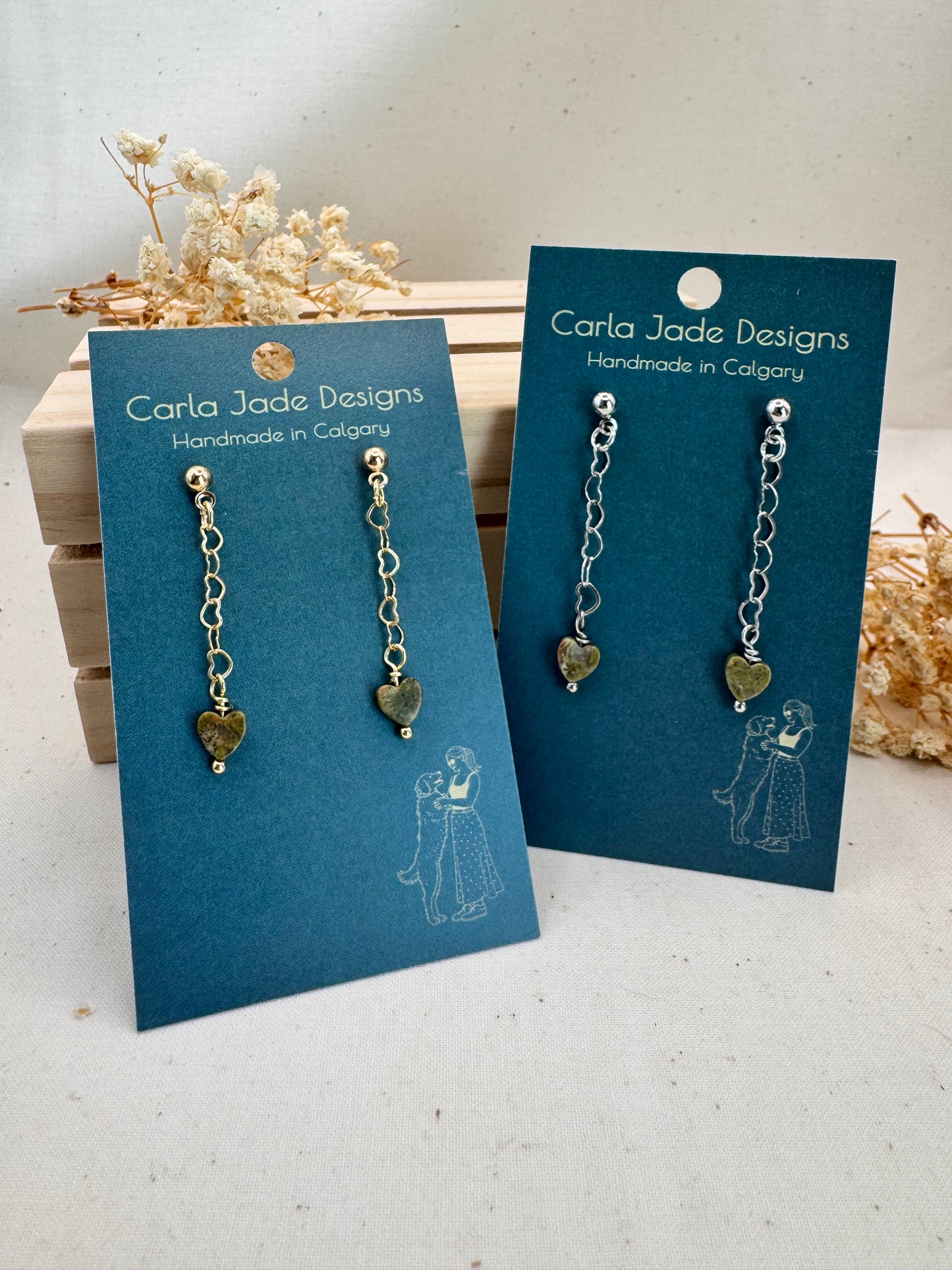 Attached Earrings - Woodland Hearts