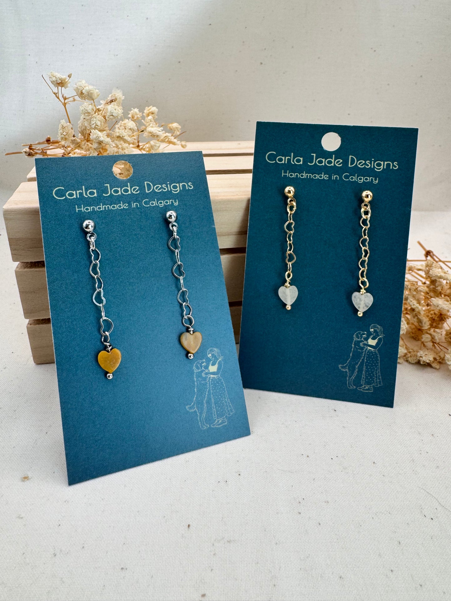 Attached Earrings - Honey Heart