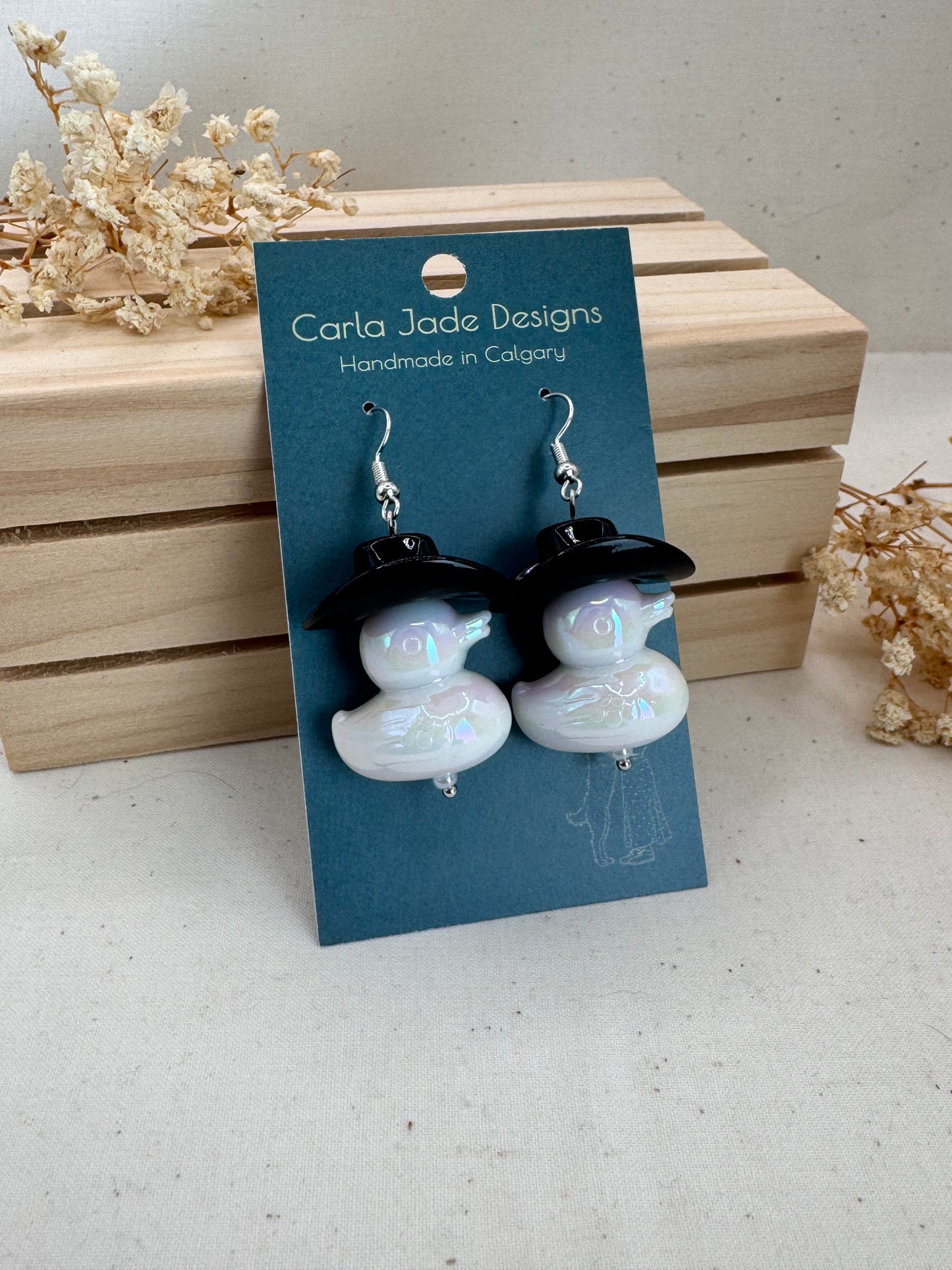Howdy Duck Earrings - Black & White