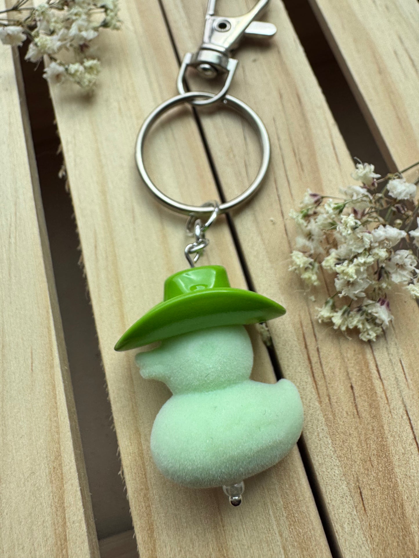 Howdy Duck - Key Ring - Flocked - Light Green