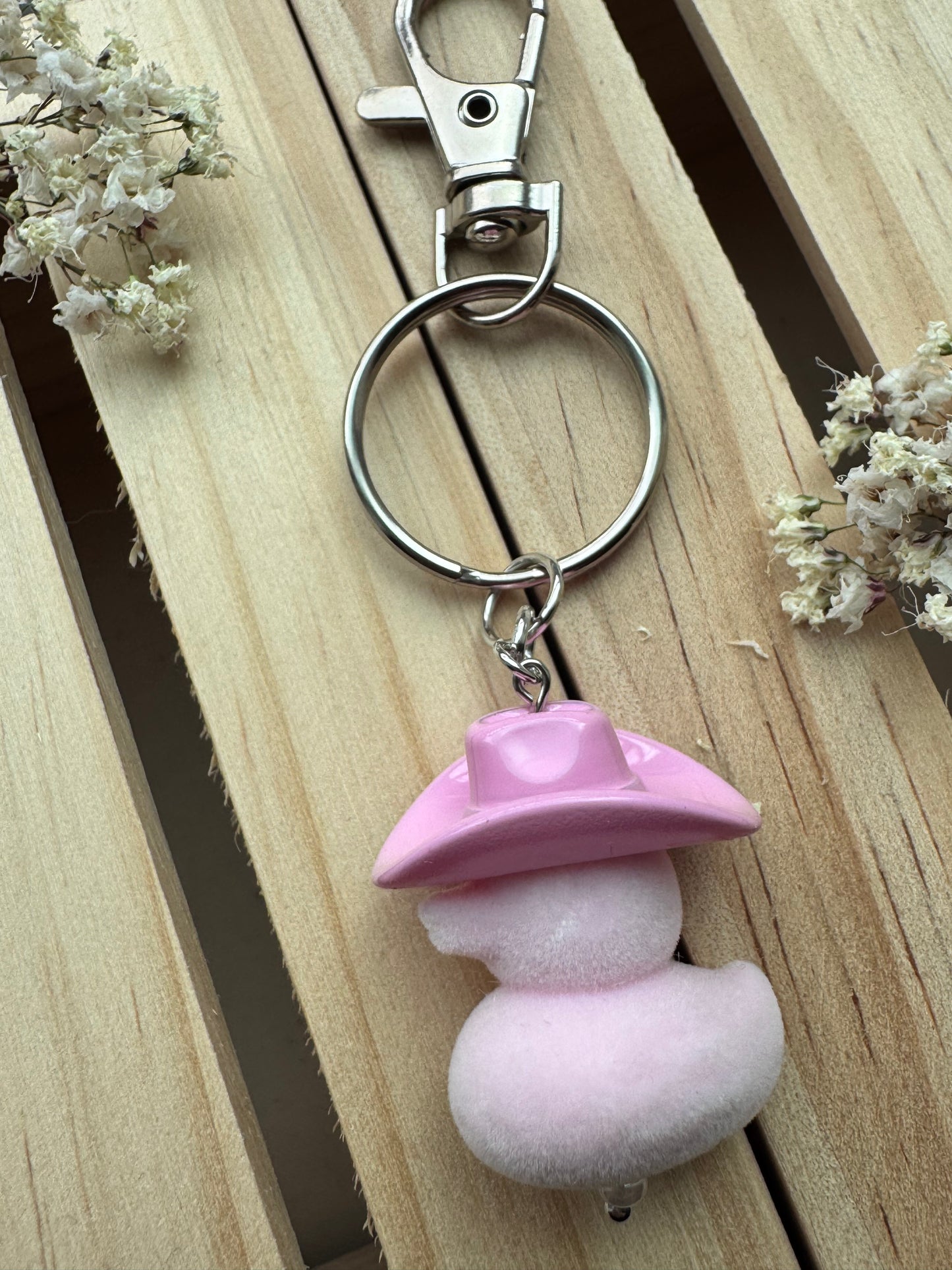 Howdy Duck - Key Ring - Flocked - Light Pink