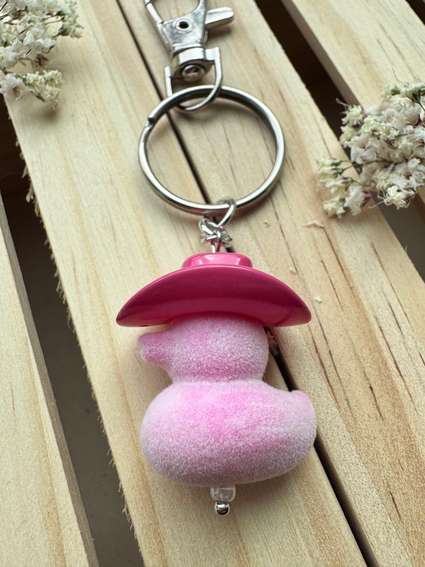 Howdy Duck - Key Ring - Flocked - Dark Pink