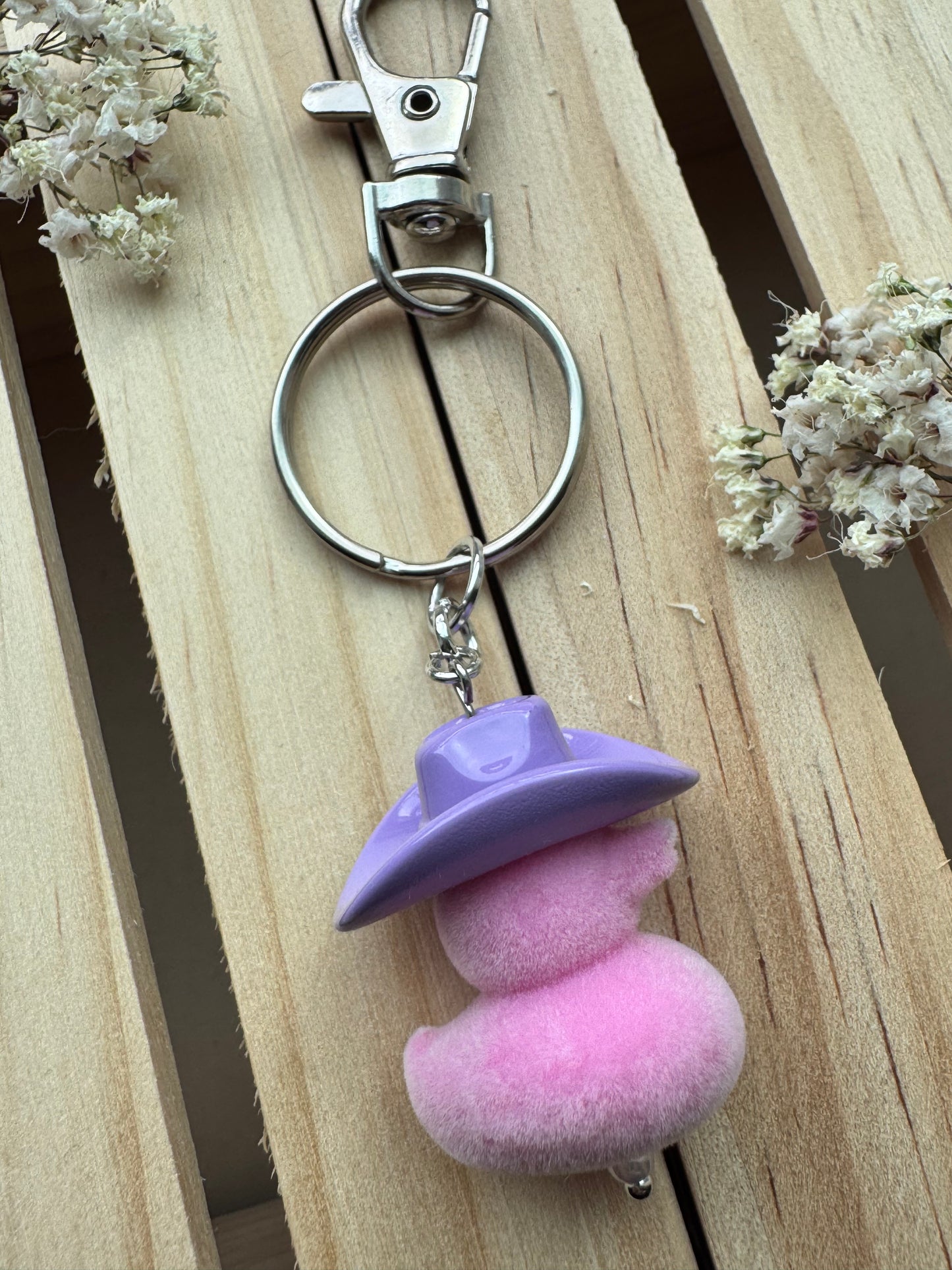 Howdy Duck - Key Ring - Flocked - Purple & Dark Pink