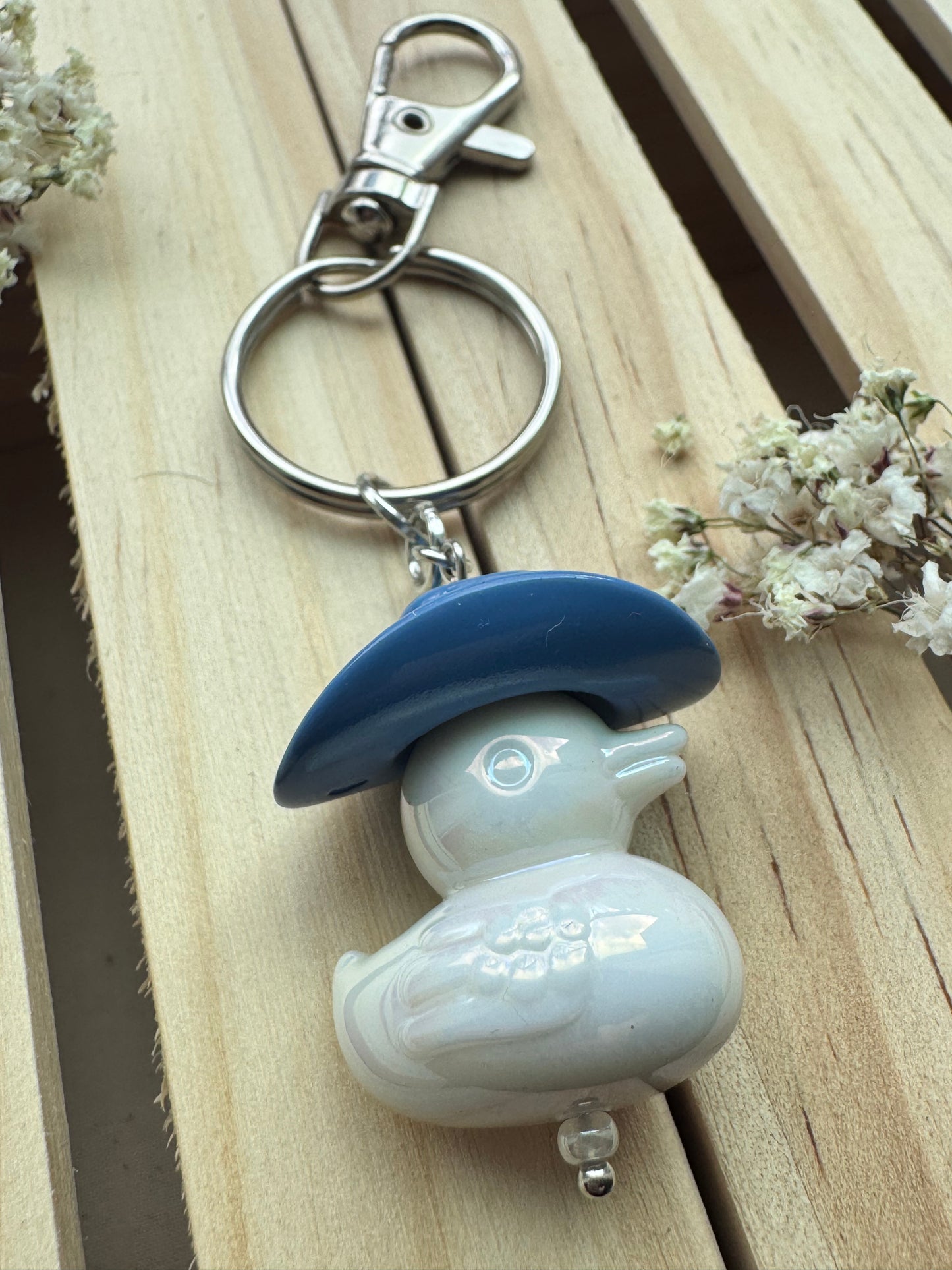 Howdy Duck - Key Ring - Blue & White