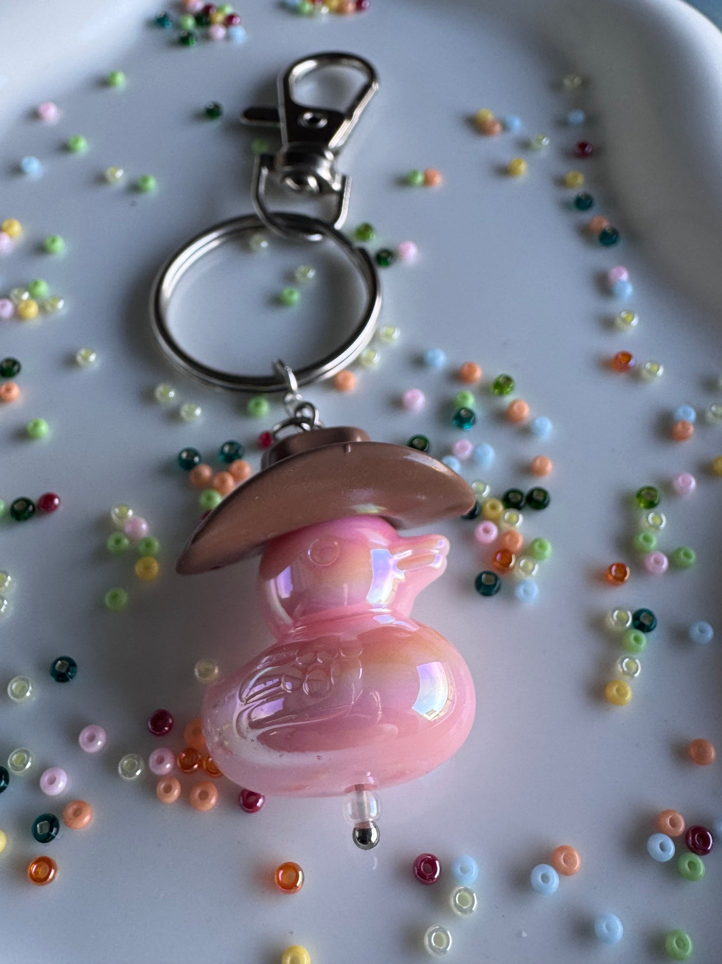 Howdy Duck - Key Ring - Brown & Pink