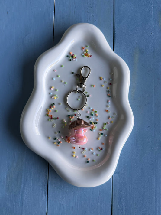 Key Ring - Duck Cowboy - Brown & Pink