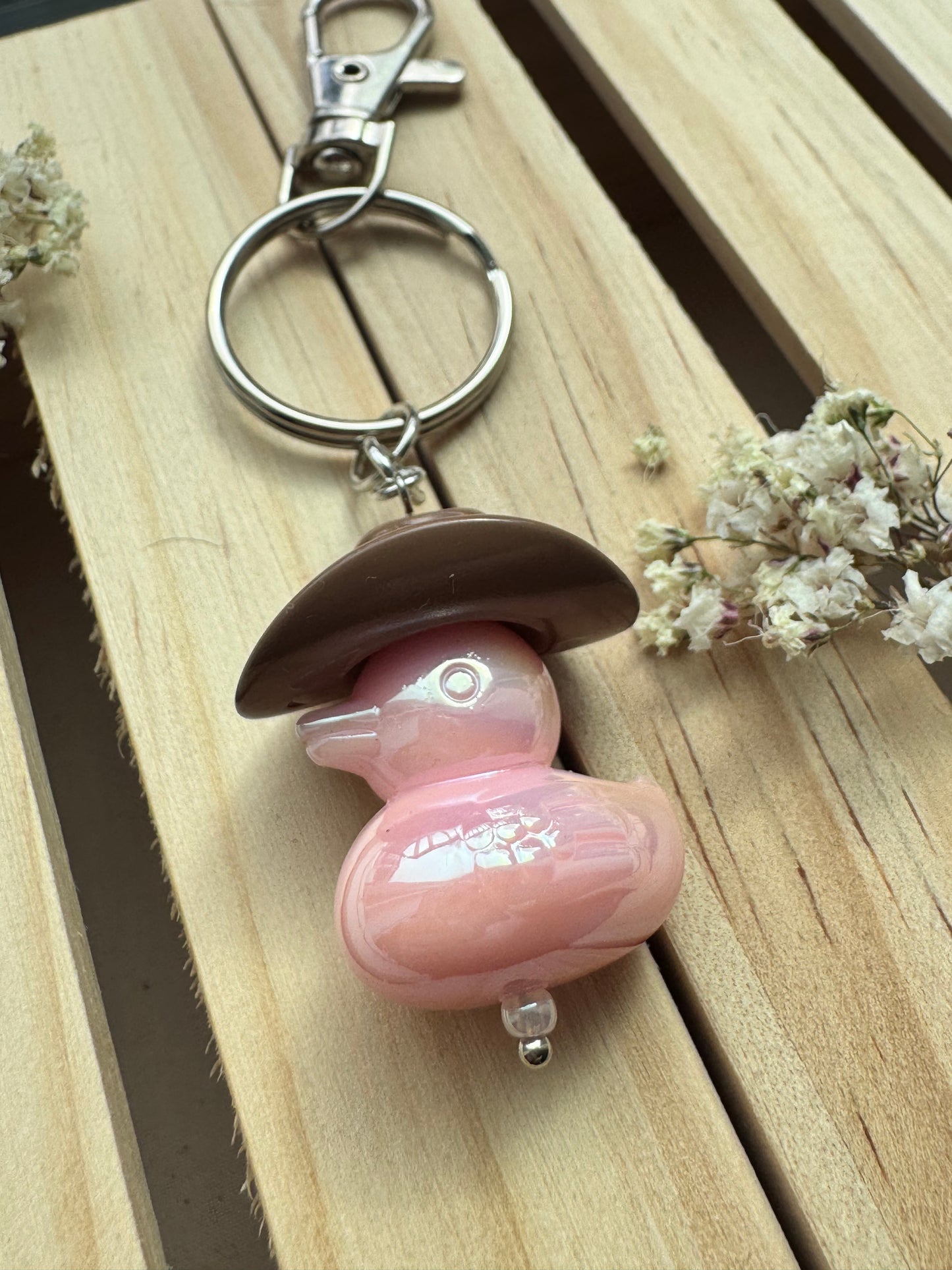 Howdy Duck - Key Ring - Brown & Pink