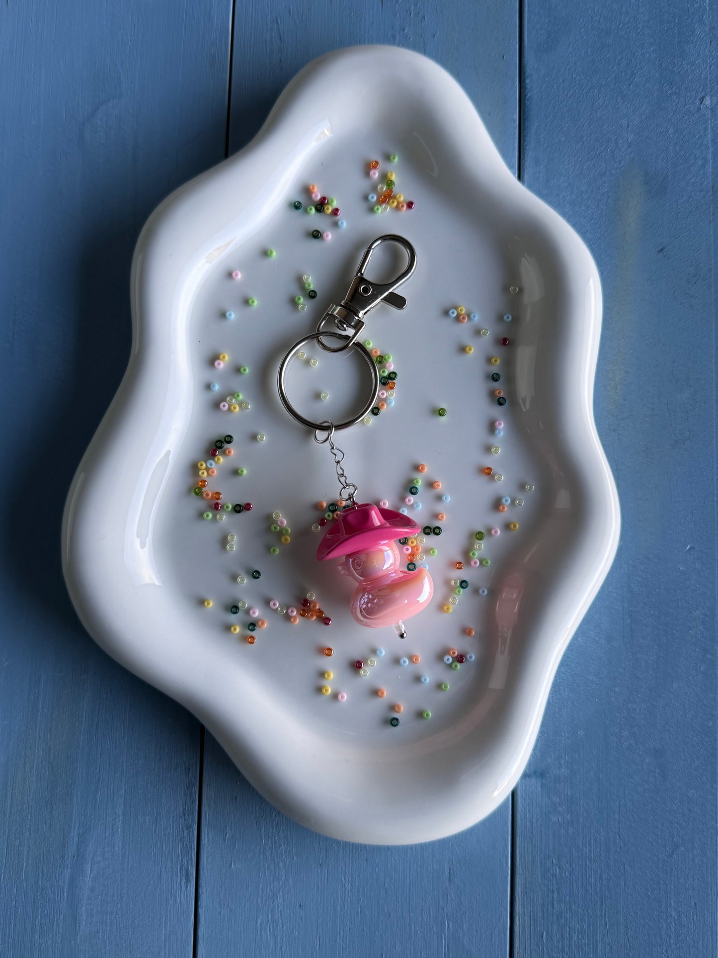 Howdy Duck - Key Ring - Dark Pink & Light Pink