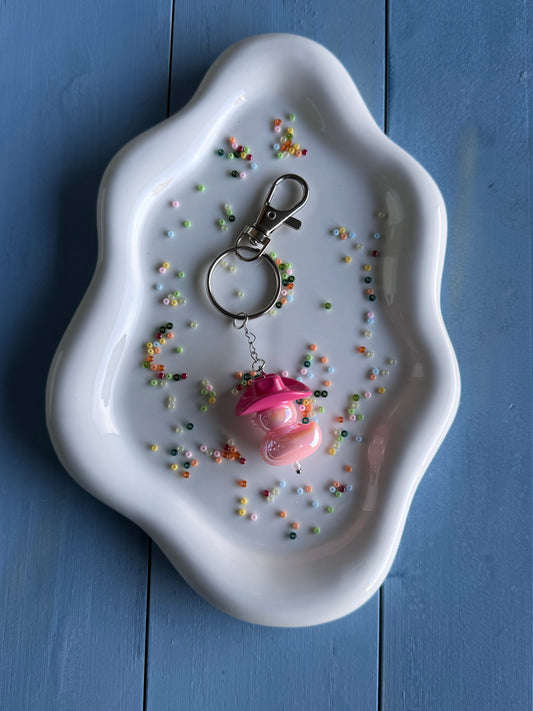 Key Ring - Duck Cowboy - Dark Pink & Light Pink