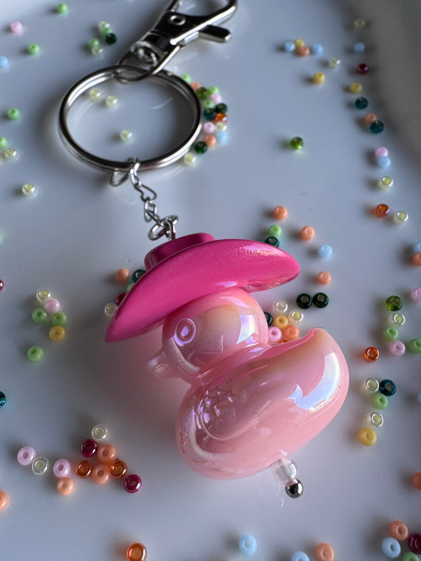 Howdy Duck - Key Ring - Dark Pink & Light Pink