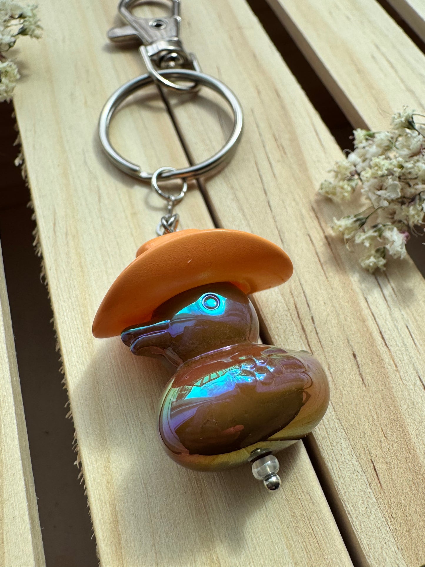 Howdy Duck - Key Ring - Orange & Brown