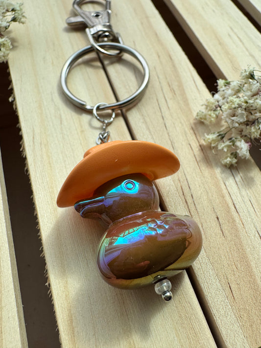 Howdy Duck - Key Ring - Orange & Brown