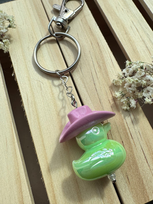 Howdy Duck - Key Ring - Pink & Green