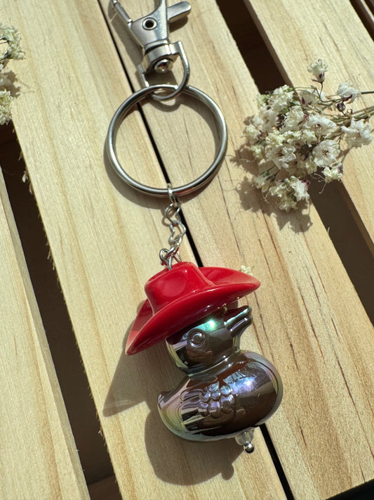 Howdy Duck - Key Ring - Red & Brown