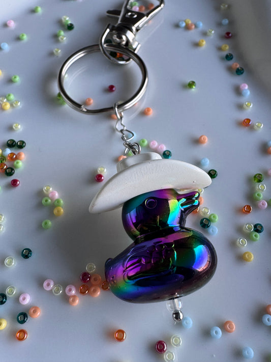 Key Ring - Duck Cowboy - White & Black