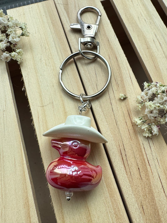 Howdy Duck - Key Ring - White & Red