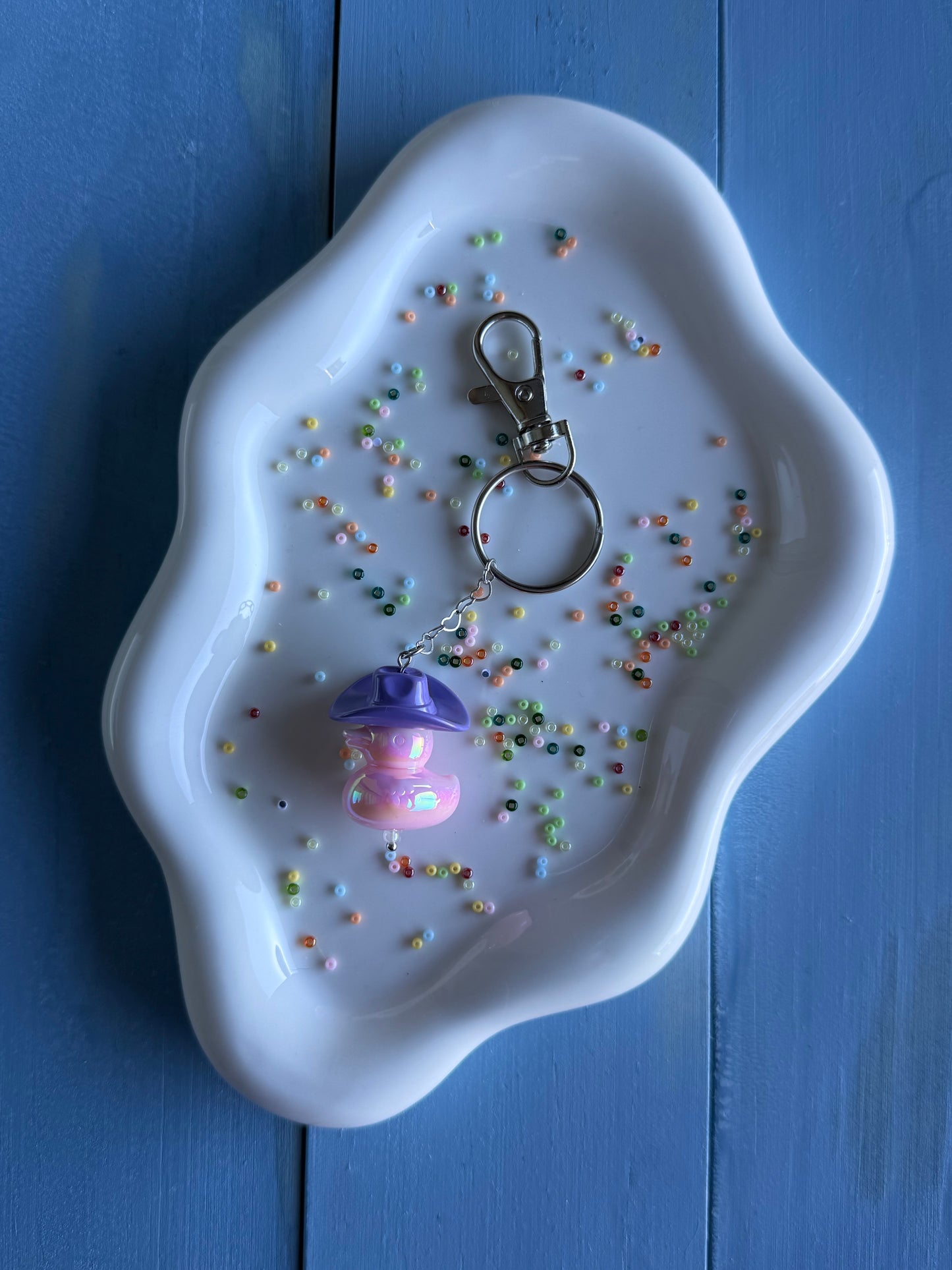 Howdy Duck - Key Ring - Purple & Pink