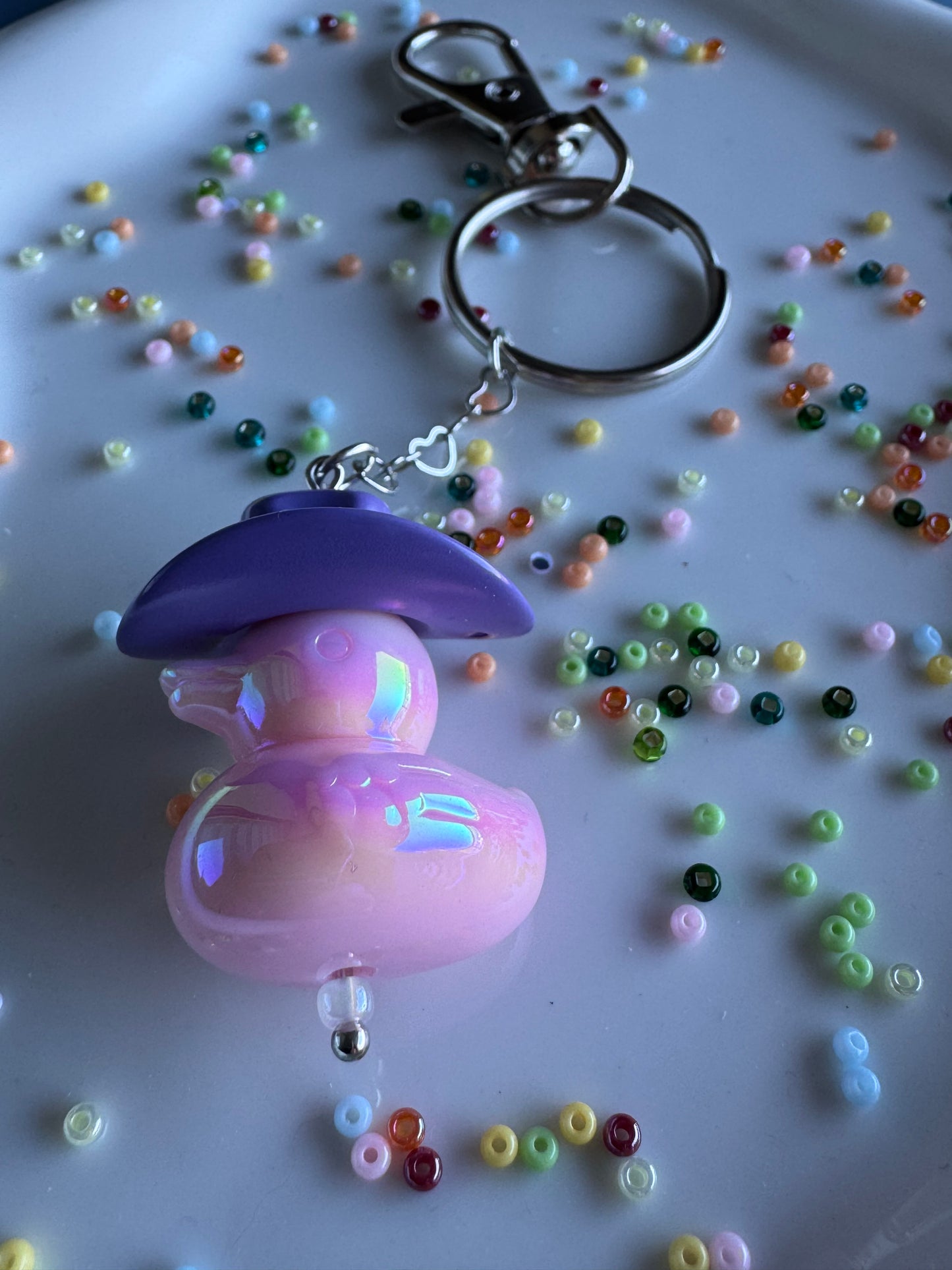 Howdy Duck - Key Ring - Purple & Pink
