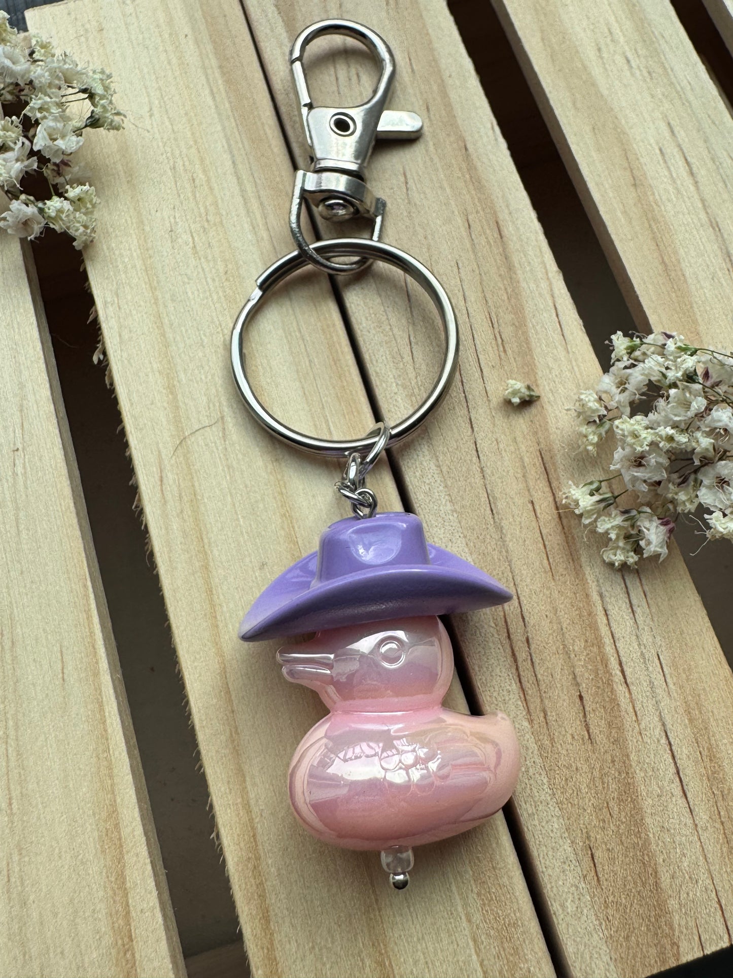 Howdy Duck - Key Ring - Purple & Pink
