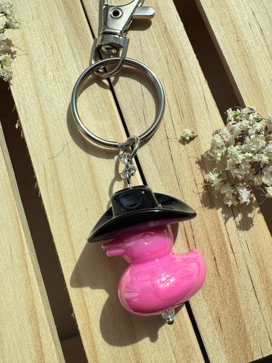 Howdy Duck - Key Ring - Black & Pink