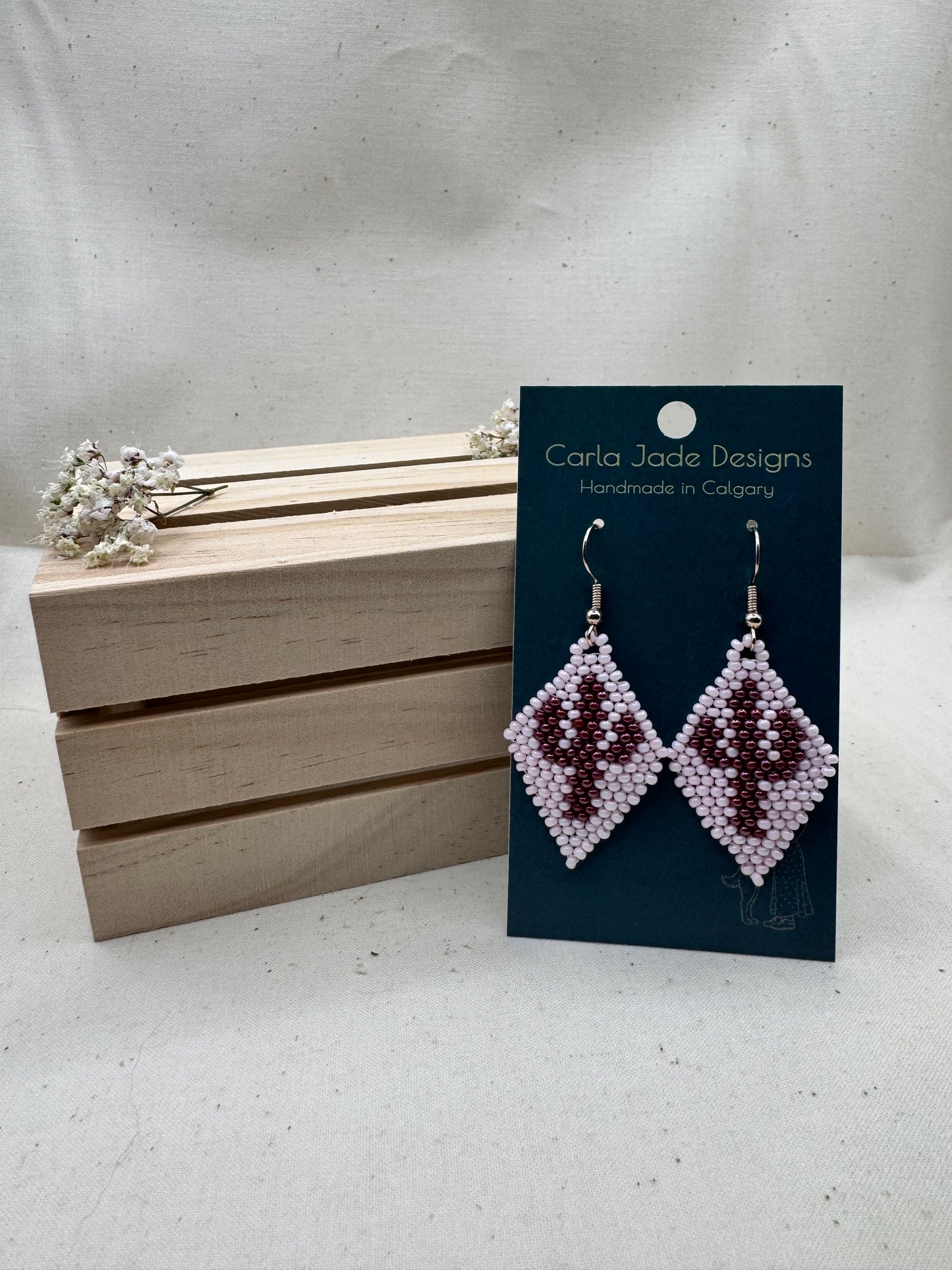 Cactus Earrings - Pink & Maroon