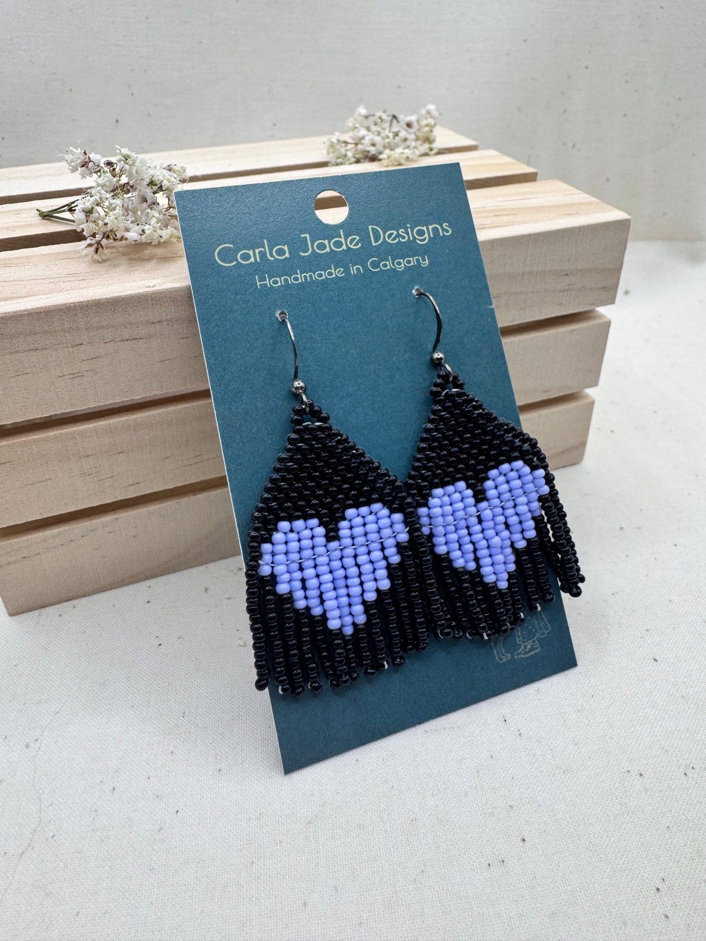 Heart Earrings - Black and Purple
