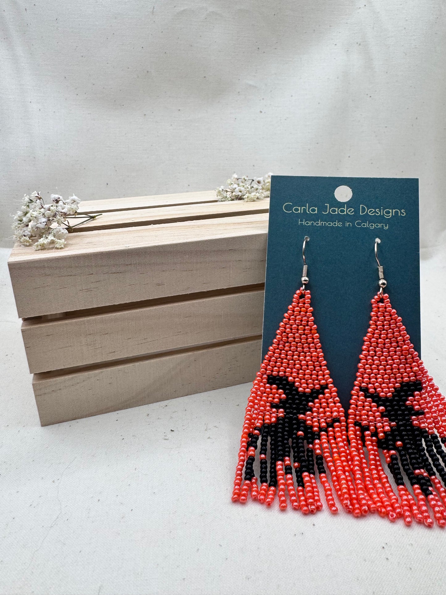 Witch on Broomstick Earrings - Orange and Black