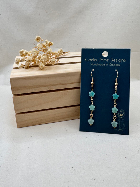 Seafoam Bloom Cascade Earrings handmade by Carla Jade Designs