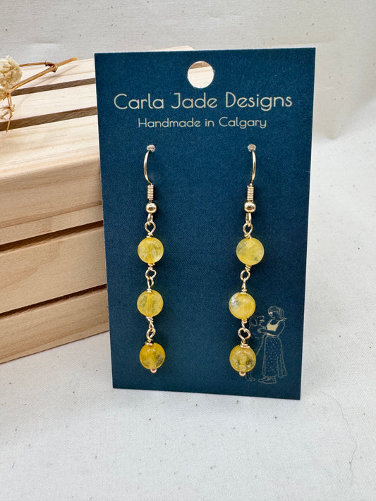 Yellow Cascade Earrings handmade by Carla Jade Designs