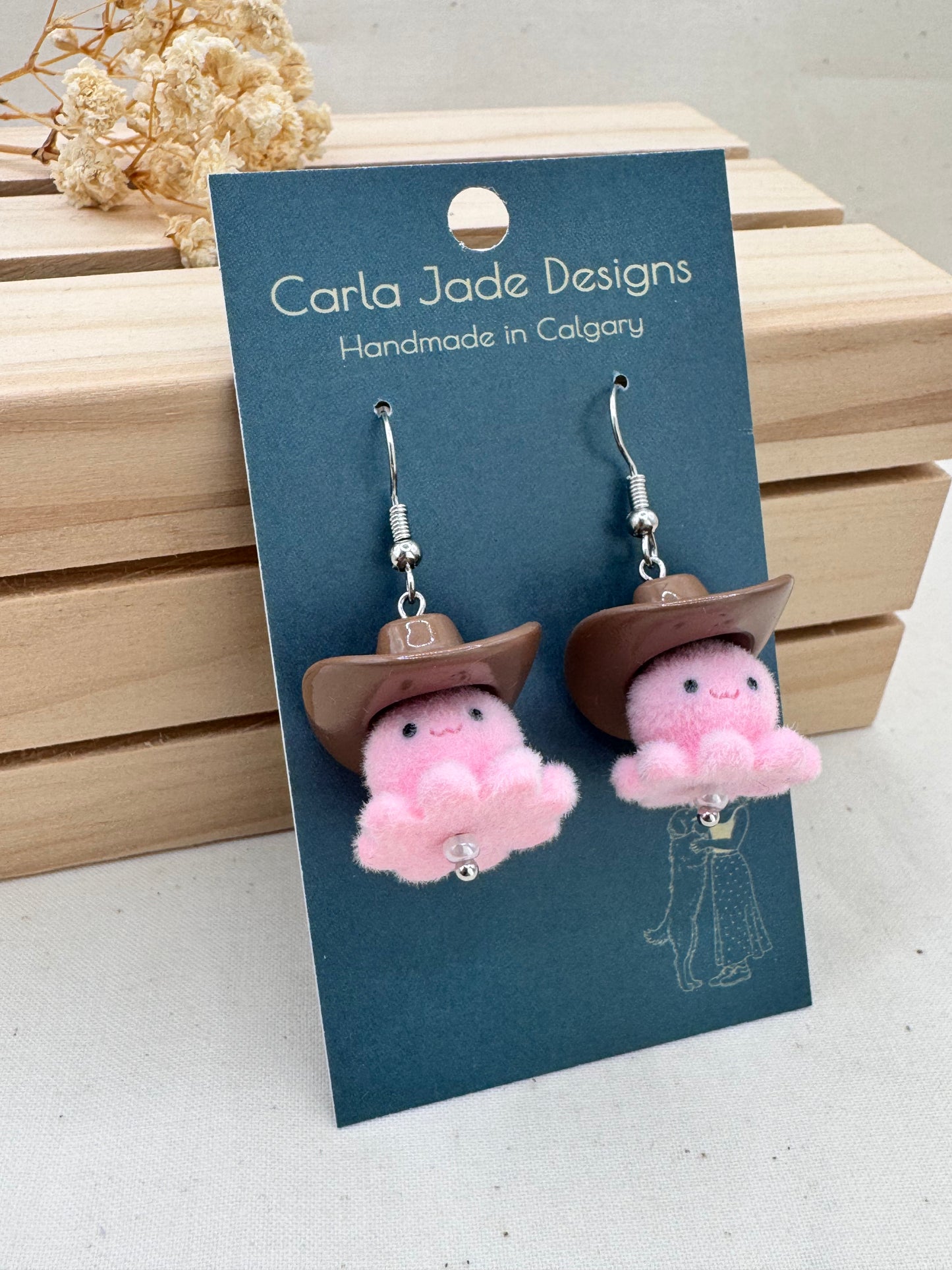 Octopus Earrings - Brown