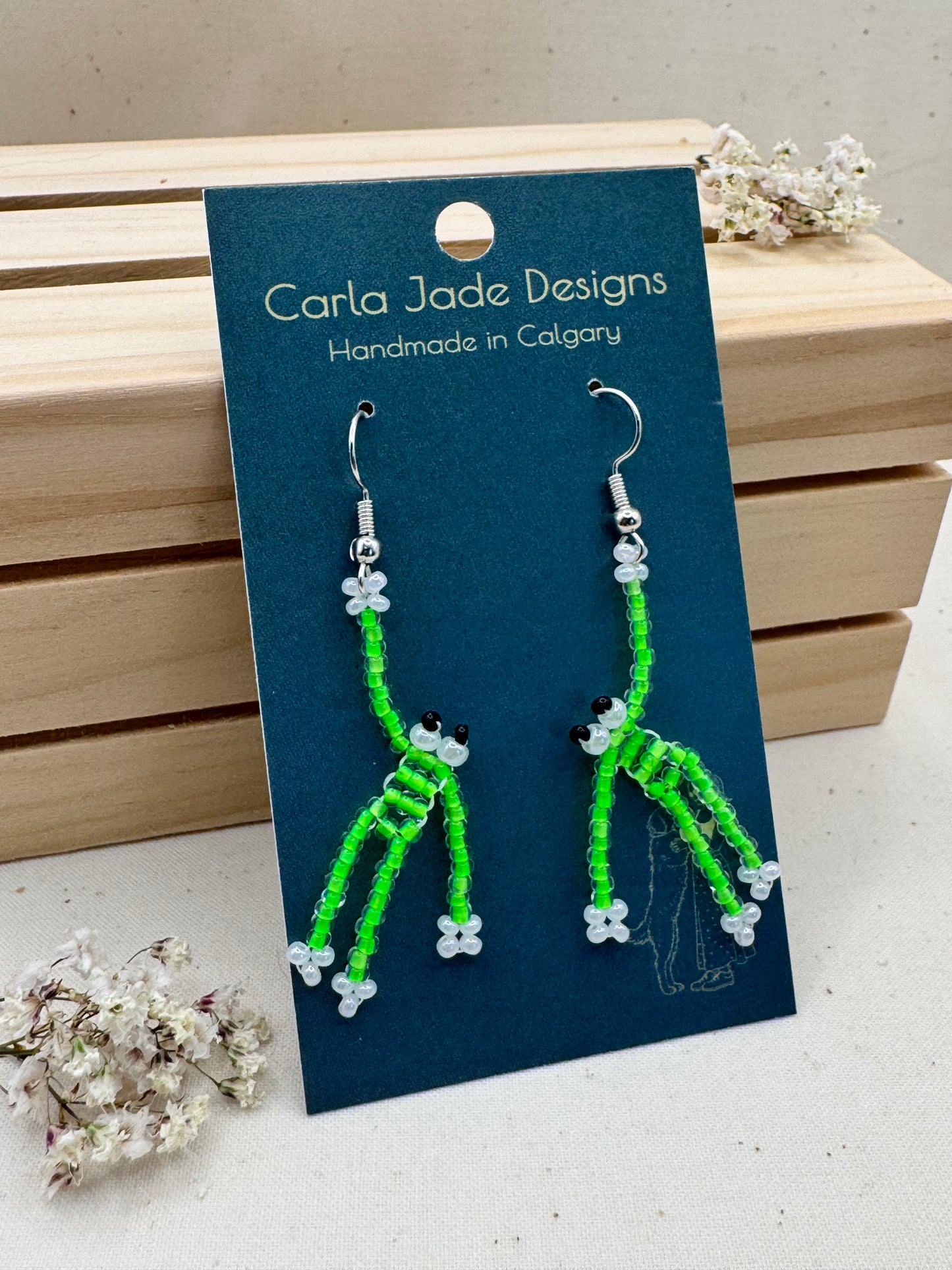 Frog Earrings - Neon Green