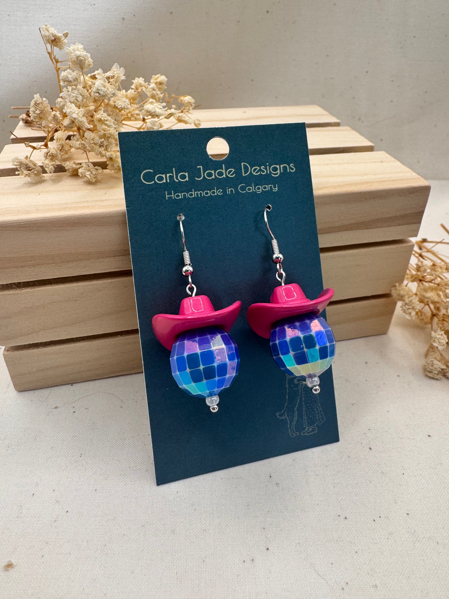 Midnight Rodeo Earrings - Dark Pink & Blue