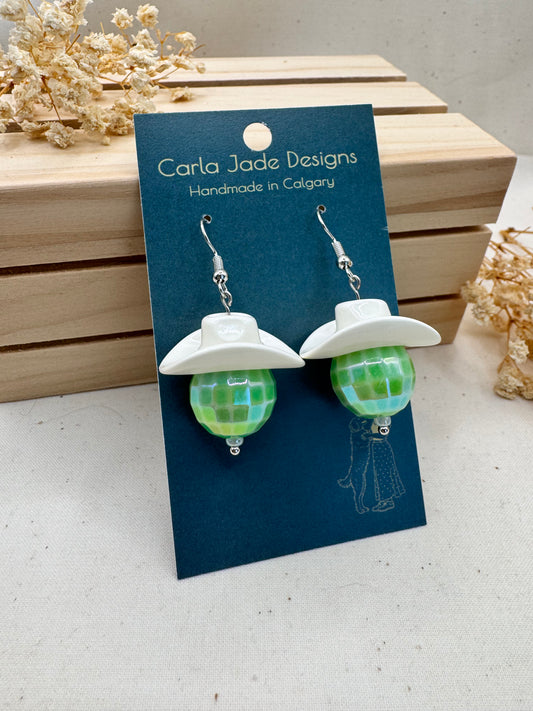 Midnight Rodeo Earrings - White & Green