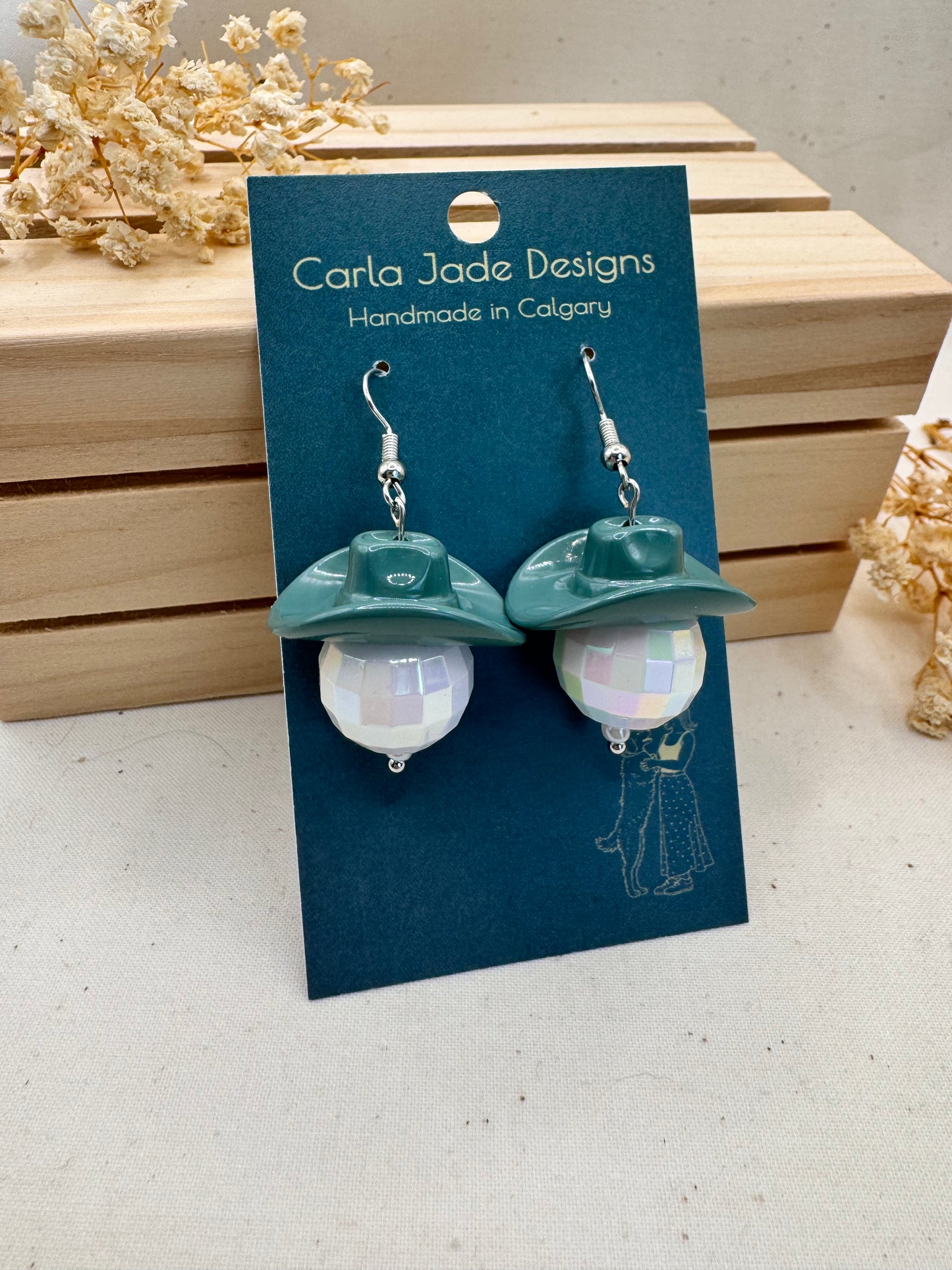 Midnight Rodeo Earrings - Green & White