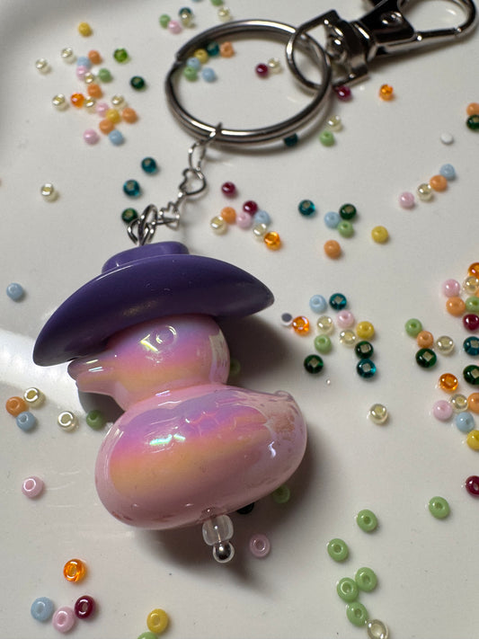 Key Ring - Duck Cowboy - Purple & Pink