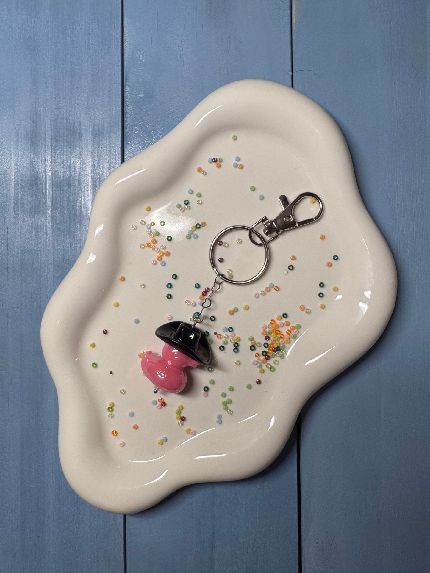 Key Ring - Duck Cowboy - Black & Pink