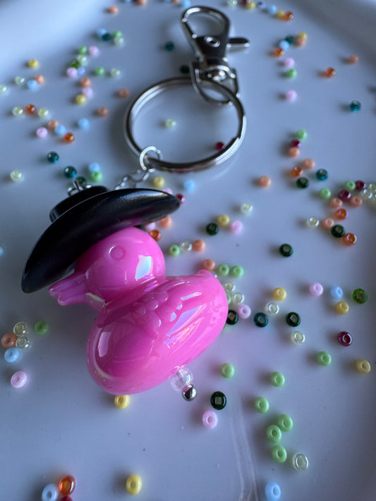 Key Ring - Duck Cowboy - Black & Pink