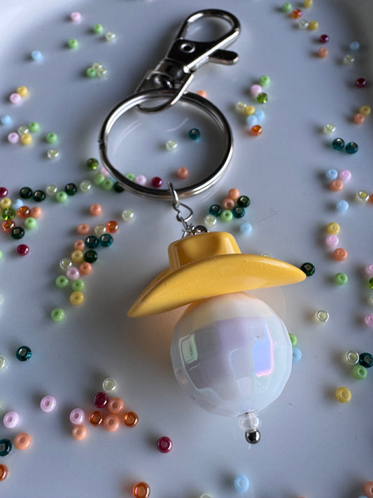 Key Ring - Disco Cowboy - Yellow & White