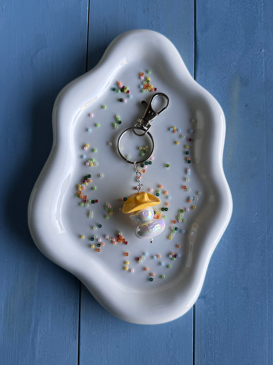 Key Ring - Duck Cowboy - Yellow & White