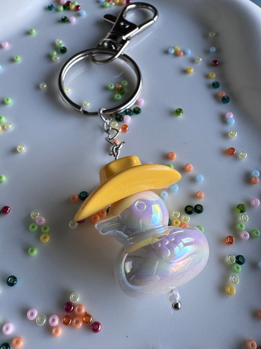 Key Ring - Duck Cowboy - Yellow & White