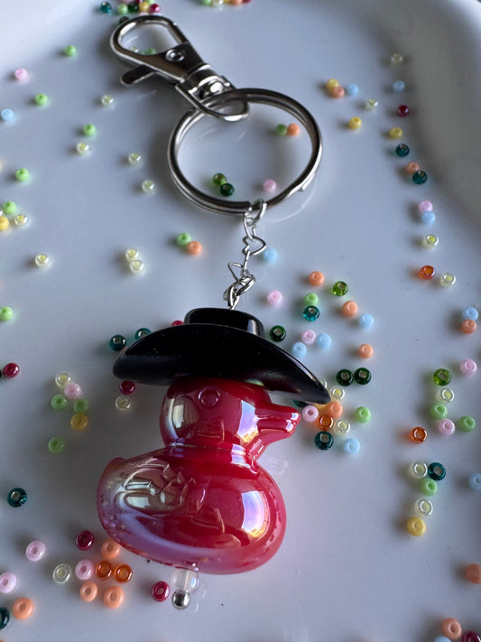 Key Ring - Duck Cowboy - Black & Red